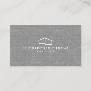 Modern Home Logotyp Real Gods, Realtor Grått Linen Visitkort