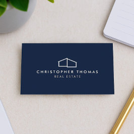 Modern Home Logotyp Real Gods, Realtor Navy Blue Visitkort