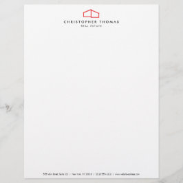 Modern Home Logotyp Real Gods, Realtor Red/White Brevhuvud