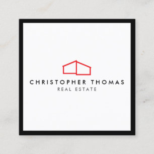 Modern Home Logotyp Real Gods, Realtor Red/White Fyrkantigt Visitkort