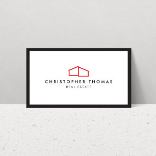 Modern Home Logotyp Real Gods, Realtor Red/White Visitkort