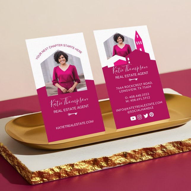 Modern Home Professionell Real Gods Agent Photo Visitkort (Minimal Professional Real Estate Agent Photo Logo Business Card)