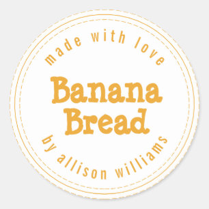 Modern Homemade Banana Bread Mellow Gult White Runt Klistermärke