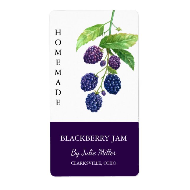 Modern Homemade Blackberry Sylt-etikett Fraktsedel (Framsidan)