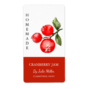 Modern Homemade Cranberry Sylt-etikett Fraktsedel