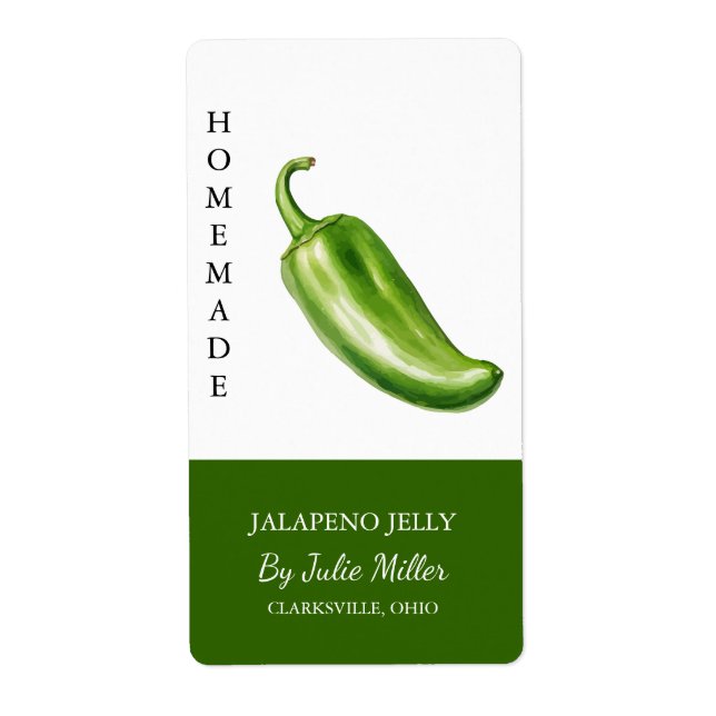Modern Homemade Jalapeno Jelly Label Fraktsedel (Framsidan)