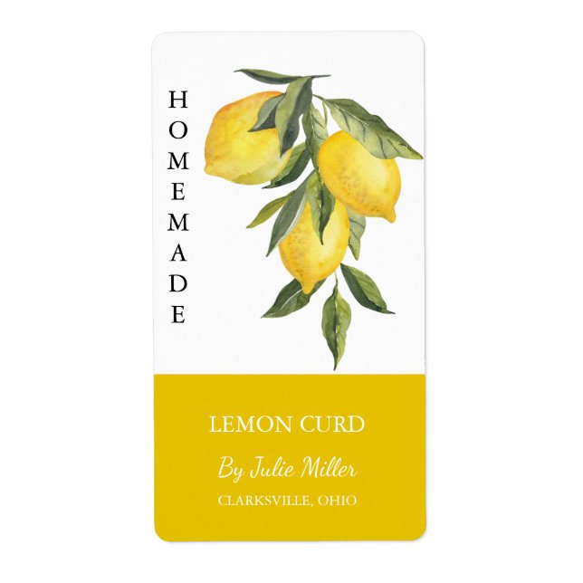 Modern homemade Lemon Curd-etikett Fraktsedel (Framsidan)