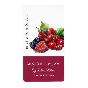 Modern Homemade Mixed Berry Sylt-etikett Fraktsedel