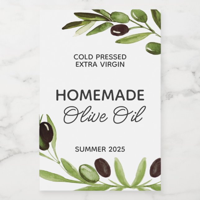 Modern homemade Olive Oil Flaska Food Label Olife Vinetikett (Enkel etikett)