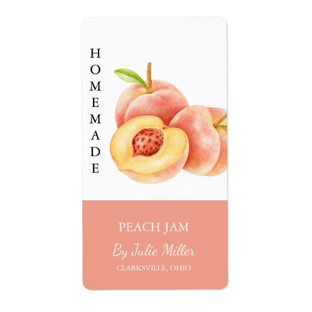 Modern Homemade Peach Sylt-etikett Fraktsedel (Framsidan)