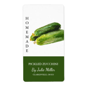 Modern Homemade Pickled Zucchini-etikett Fraktsedel