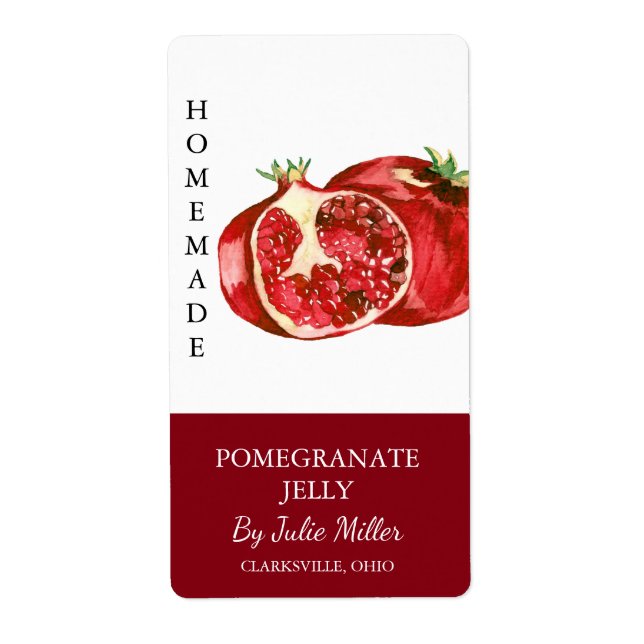 Modern Homemade Pomegranate Jelly Label Fraktsedel (Framsidan)