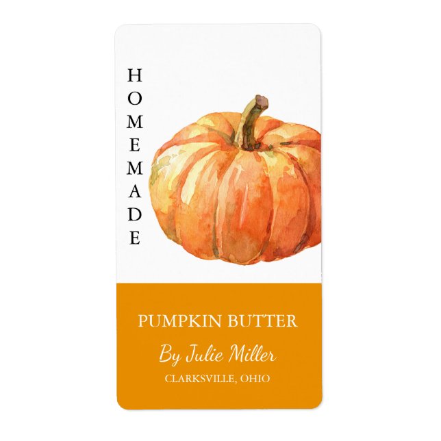 Modern Homemade Pumpkin Butter-etikett Fraktsedel (Framsidan)