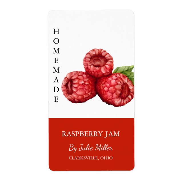 Modern Homemade Raspberry Sylt-etikett Fraktsedel (Framsidan)
