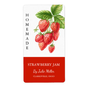 Modern Homemade Strawberry Sylt-etikett Fraktsedel