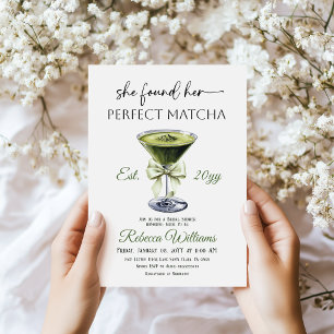 Modern Hon Fann Hennes Perfekta Matcha Bröllopsfes Inbjudningar