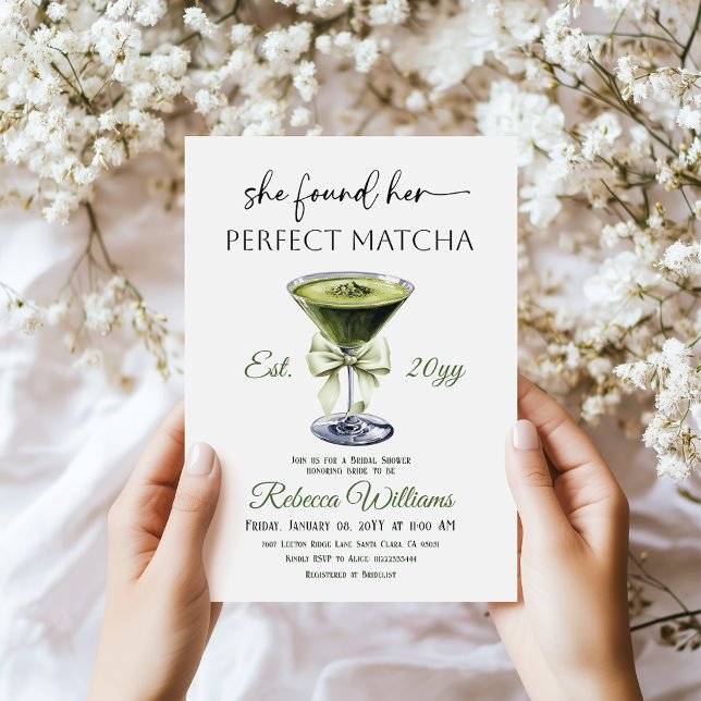 Modern Hon Fann Hennes Perfekta Matcha Bröllopsfes Inbjudningar (Skapare uppladdad)