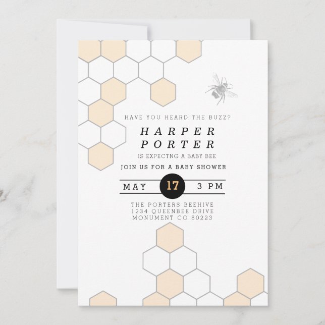 Modern Honeycomb | Bumblebebisdusch Inbjudningar (Framsida)