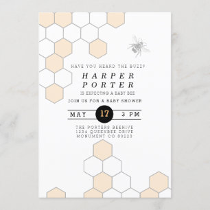 Modern Honeycomb Bumblebebisdusch Inbjudningar
