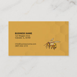 Modern Honeycomb och Bee Satin Guld Visitkort