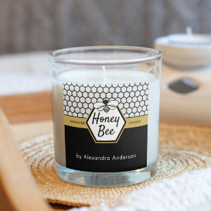 Modern Honungsbee Apiary Honeycomb Black Gult Fyrkantigt Klistermärke