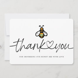 Modern honungsbi babyshower tack kort