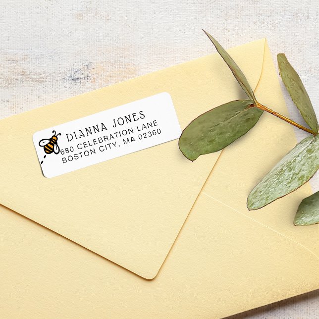 Modern Honungsbi Returadress Etikett (Modern Honey Bee Return Address Label)