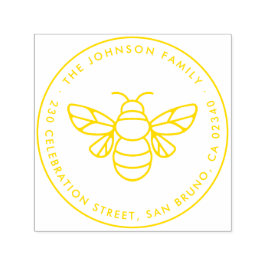 Modern honungsbifamilj Namn Round Returadress Självfärgande Stämpel