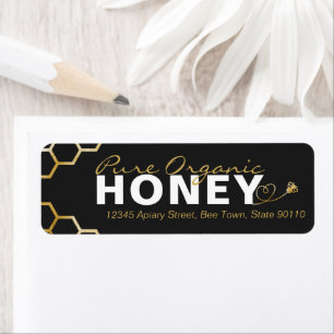 Modern Honungsbin Guld Honeycomb Black Returadress Etikett