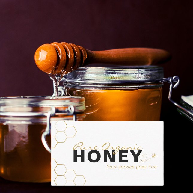 Modern Honungsbin Guld Honeycomb Visitkort (Modern Honey Bees Gold Honeycomb Business Card)