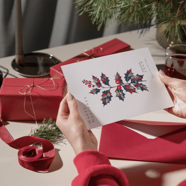 Modern Hope Poster Holly Berry Corporate-jul Inbjudningar (Seasons greetings)