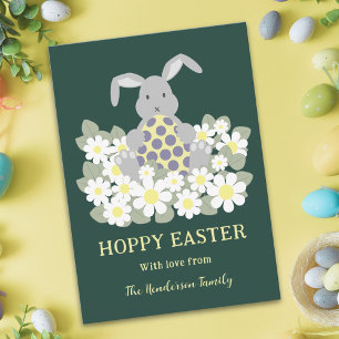 Modern Hoppy Påsk Söt Kanin Blommig Personlig Helg Vykort