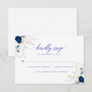 Modern Horisont Blue Calligraphy-Bröllop OSA Tack Kort