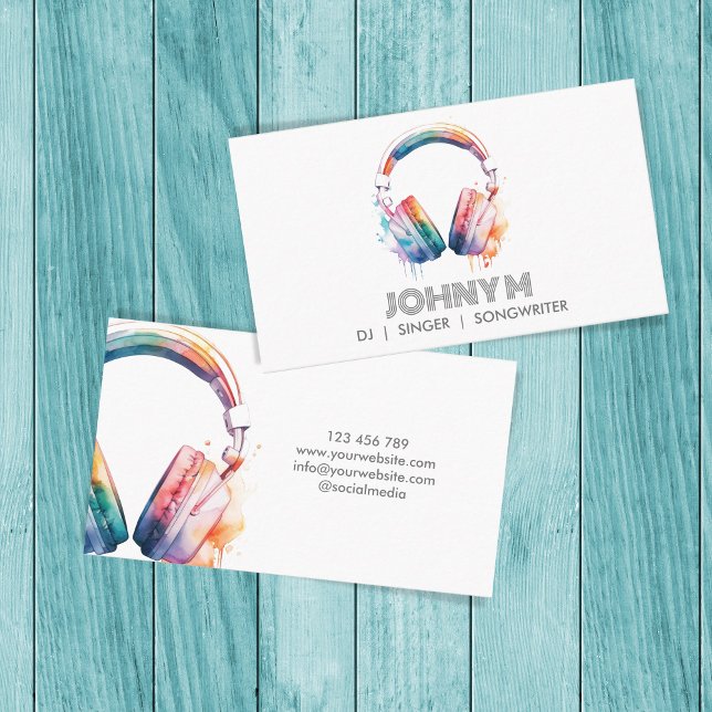 Modern hörlurar DJ Songwriter Music Singer Visitkort (colorful headphones)