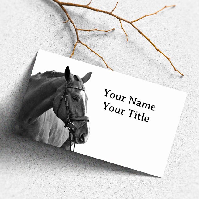 Modern Horse Black and White Equestrian Visitkort (Skapare uppladdad)