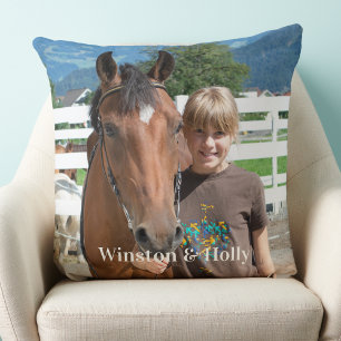Modern Horse Lover-Personlig Enkel 2 Bild Kudde