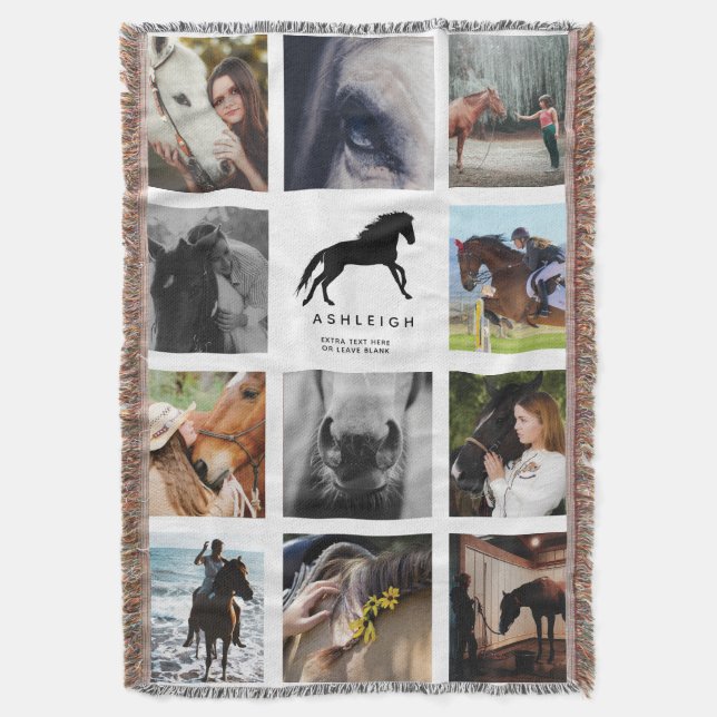 Modern horse Photo Collage Equestrian Keepsaké Filt (Framsidan Vertikal)