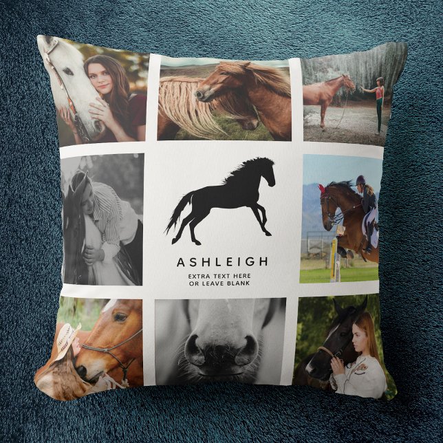 Modern horse Photo Collage Equestrian Keepsaké Kudde (Skapare uppladdad)