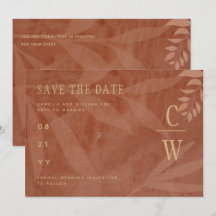 Modern Höst Bröllop Terrakotta Guldblad