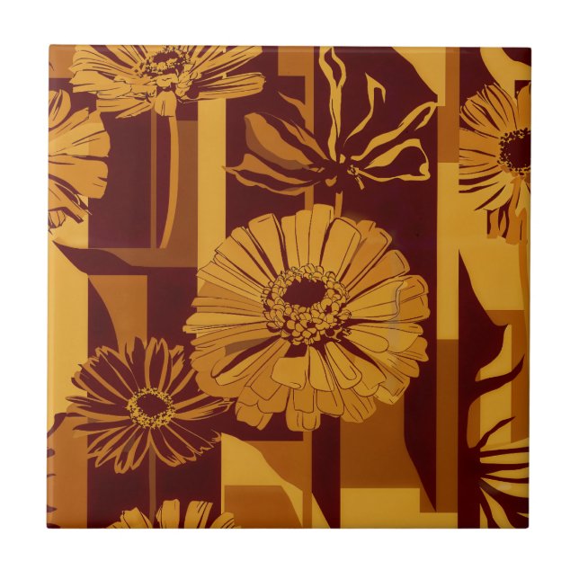 Modern höst geometriskt blommönster kakelplatta (Framsidan)