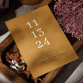 Modern höst gulfärgad minimalistisk bröllop spara datumet