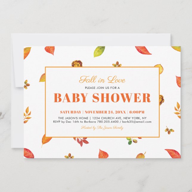 Modern höst-/höstblads-babyshower-inbjudan inbjudningar (Framsida)