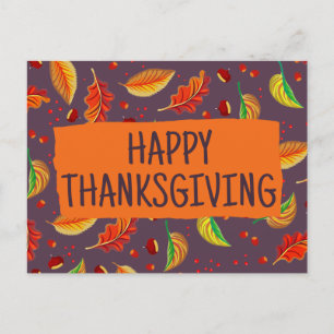 Modern Höst löv Chestnut Fall Thanksgiving Vykort