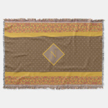 Modern Höst löv Monogram Brown Polka Dot