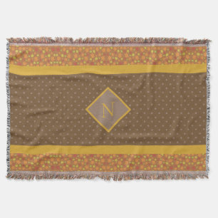 Modern Höst löv Monogram Brown Polka Dot Filt