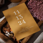 Modern höst senapsgul minimalistisk bröllop spara datumet<br><div class="desc">Elegant enkel modern minimalistisk bröllopsinbjudan i nyanser av senapsgul,  sandorange och ockra. Lämpar sig för hösttema. Vänligen kontakta mig om du behöver ytterligare artiklar.</div>