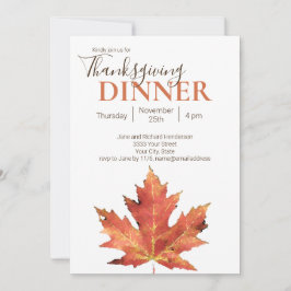 Modern Höstbladskalas för Thanksgiving Inbjudningar