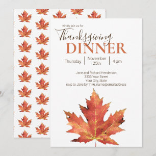Modern Höstbladskalas för Thanksgiving Inbjudningar