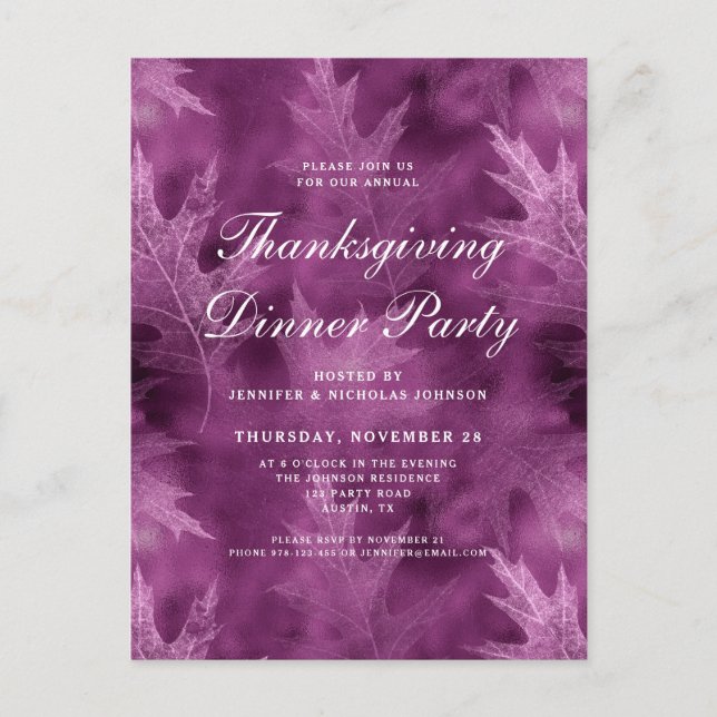 Modern höstbladskör Thanksgiving middagspartaj Inbjudan Vykort (Framsida)