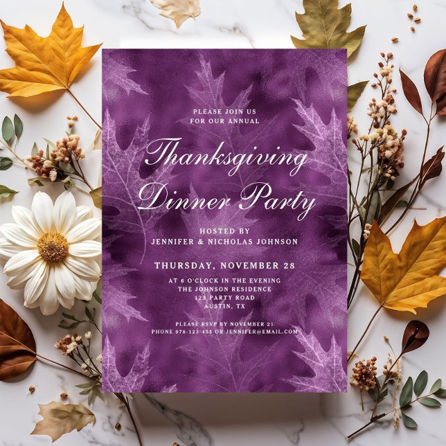 Modern höstbladskör Thanksgiving middagsparty Inbjudningar (Modern Fall Leaves Thanksgiving Dinner Party Invitation)